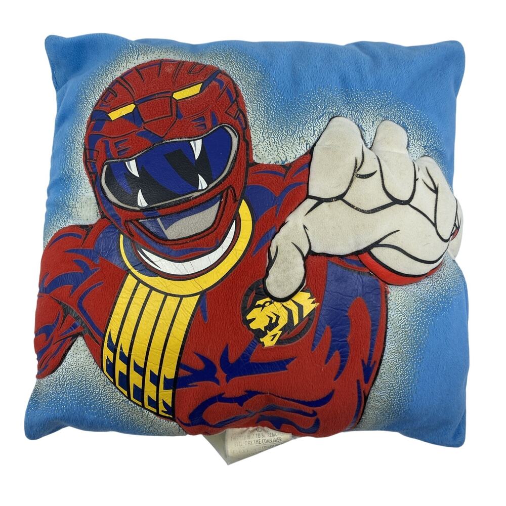 Vintage Mighty Morphin Power Rangers Red Ranger Jason Accent Pillow Glow Dark
